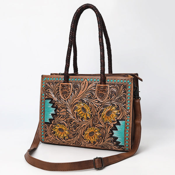 ADBG1158 American Darling Floral Tooled Leather Tote -Western Crossbody Bag