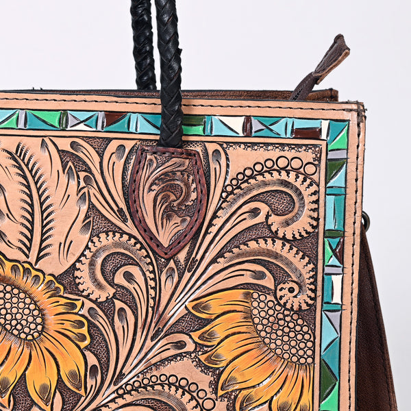 ADBG1158 American Darling Floral Tooled Leather Tote -Western Crossbody Bag
