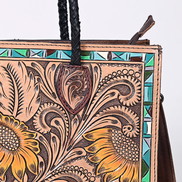 ADBG1158 American Darling Floral Tooled Leather Tote -Western Crossbody Bag