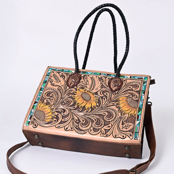 ADBG1158 American Darling Floral Tooled Leather Tote -Western Crossbody Bag