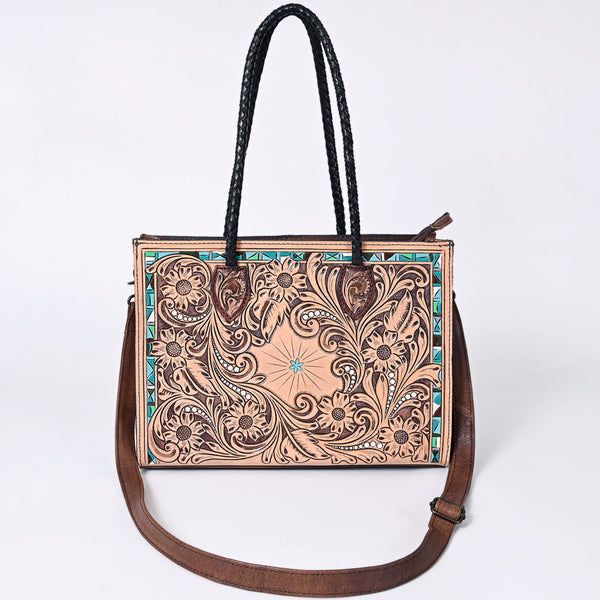 ADBG1158 American Darling Floral Tooled Leather Tote -Western Crossbody Bag