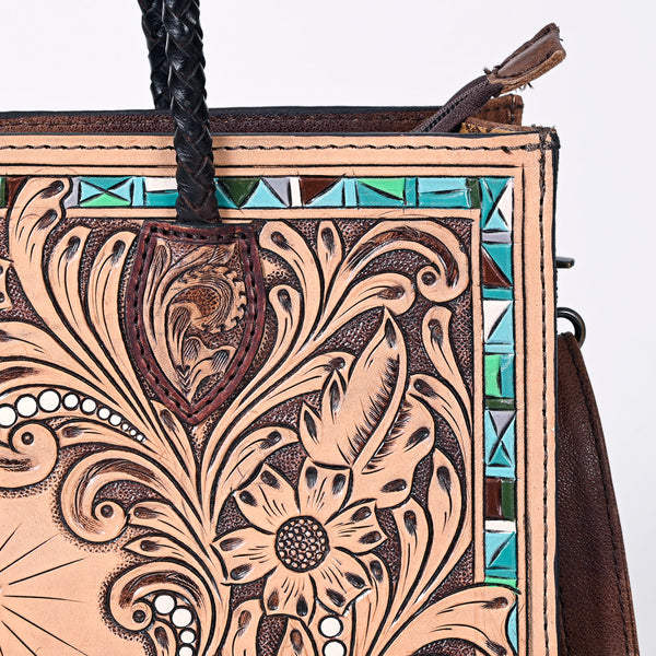 ADBG1158 American Darling Floral Tooled Leather Tote -Western Crossbody Bag