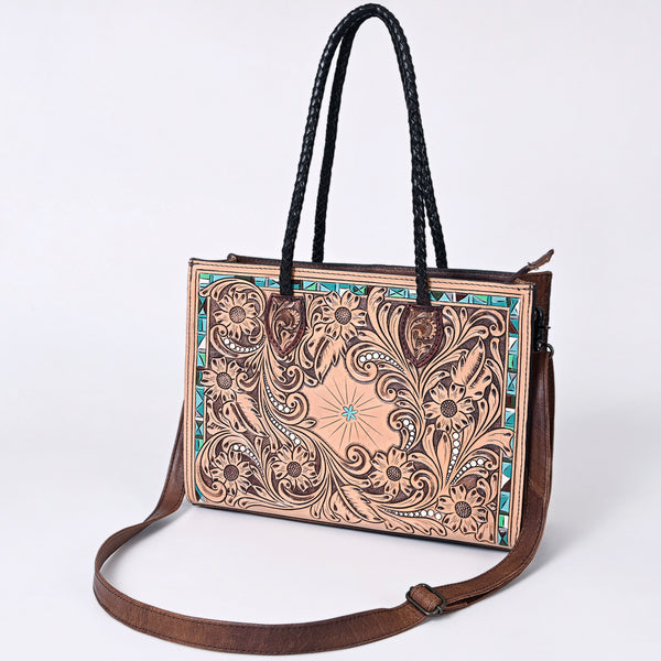 ADBG1158 American Darling Floral Tooled Leather Tote -Western Crossbody Bag