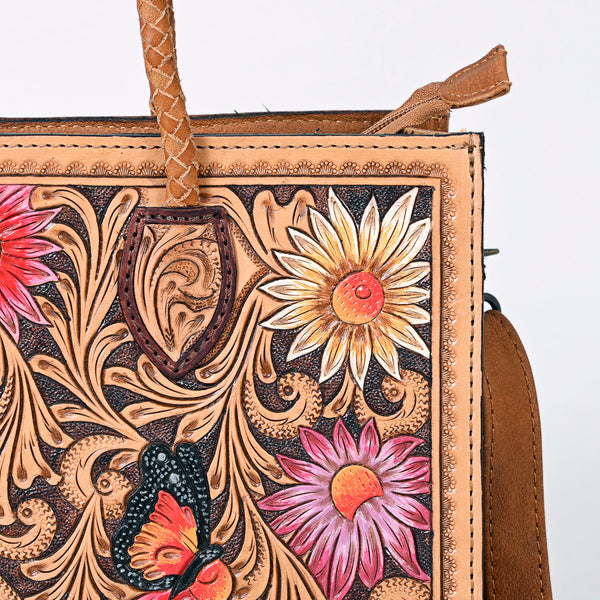 ADBG1158 American Darling Floral Tooled Leather Tote -Western Crossbody Bag