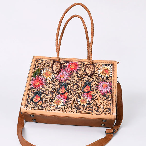 ADBG1158 American Darling Floral Tooled Leather Tote -Western Crossbody Bag