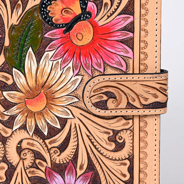 ADBG1040 American Darling Hand-Tooled Floral Genuine Leather Western Portfolio Bag