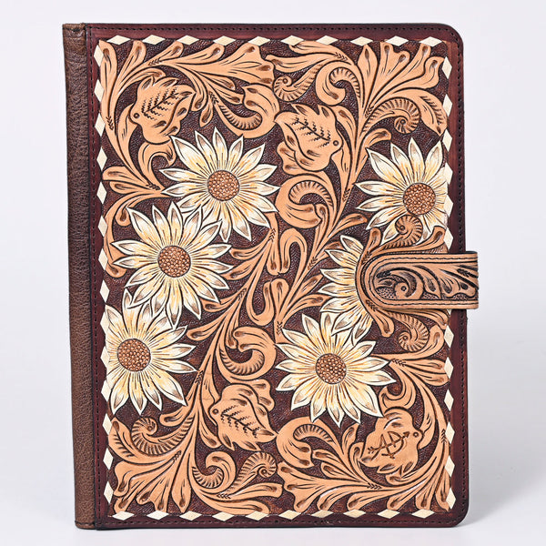 ADBG1040 American Darling Hand-Tooled Floral Genuine Leather Western Portfolio Bag