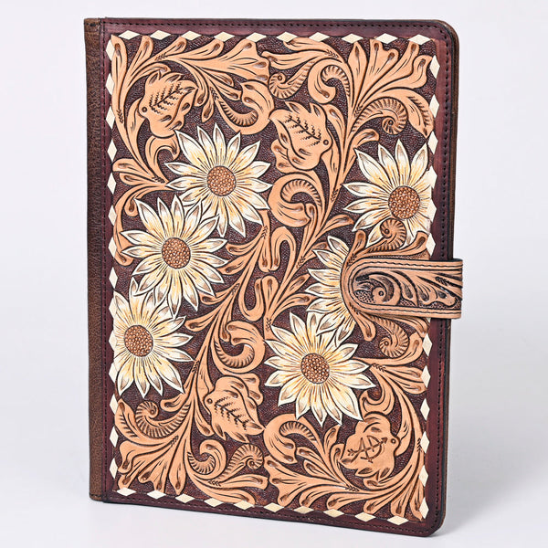 ADBG1040 American Darling Hand-Tooled Floral Genuine Leather Western Portfolio Bag