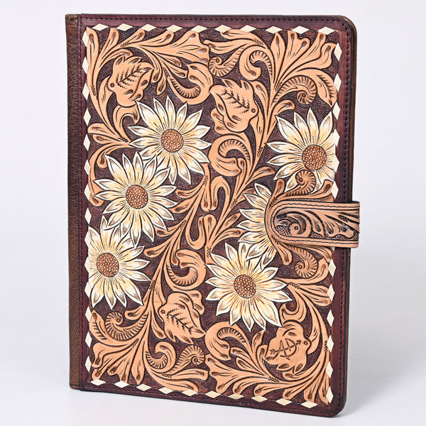 ADBG1040 American Darling Hand-Tooled Floral Genuine Leather Western Portfolio Bag