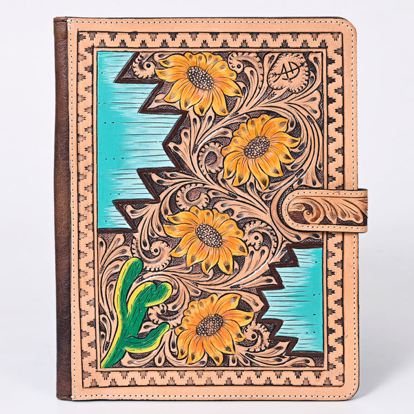 ADBG1040 American Darling Hand-Tooled Floral Genuine Leather Western Portfolio Bag