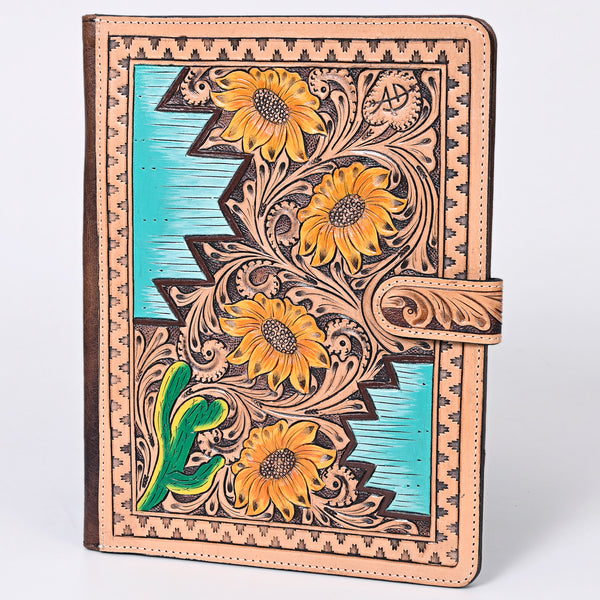 ADBG1040 American Darling Hand-Tooled Floral Genuine Leather Western Portfolio Bag