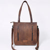 ADBG1086 American Darling Hair-on Cowhide Tote Bag with Hand-Tooled Leather and Fringes