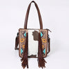 ADBG1086 American Darling Hair-on Cowhide Tote Bag with Hand-Tooled Leather and Fringes
