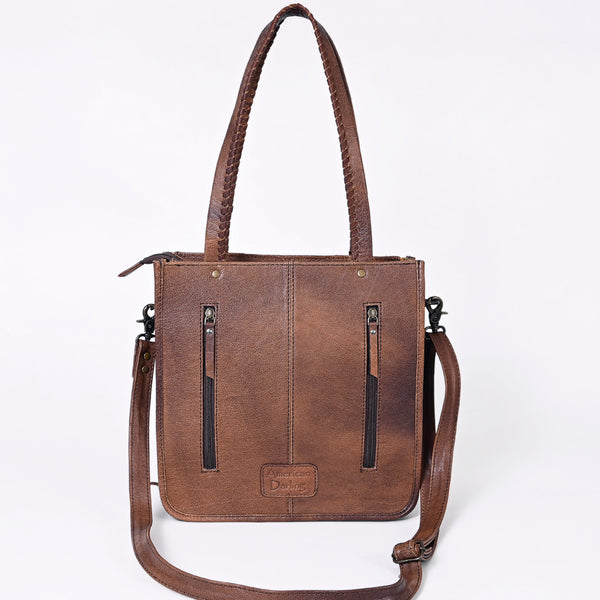 ADBG1086 American Darling Hair-on Cowhide Tote Bag with Hand-Tooled Leather and Fringes