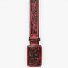 ADBLF216 Red & Black Hand-Tooled Leather Belt with Matching Floral Buckle
