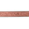 ADBLF218 Light Pink Hand-Tooled Leather Belt with Matching Floral Buckle