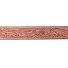 ADBLF218 Light Pink Hand-Tooled Leather Belt with Matching Floral Buckle