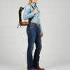 LC-ADBGZ743 Hair-On Cowhide & Tooled Leather Backpack - Western Drawstring Cowgirl Bag