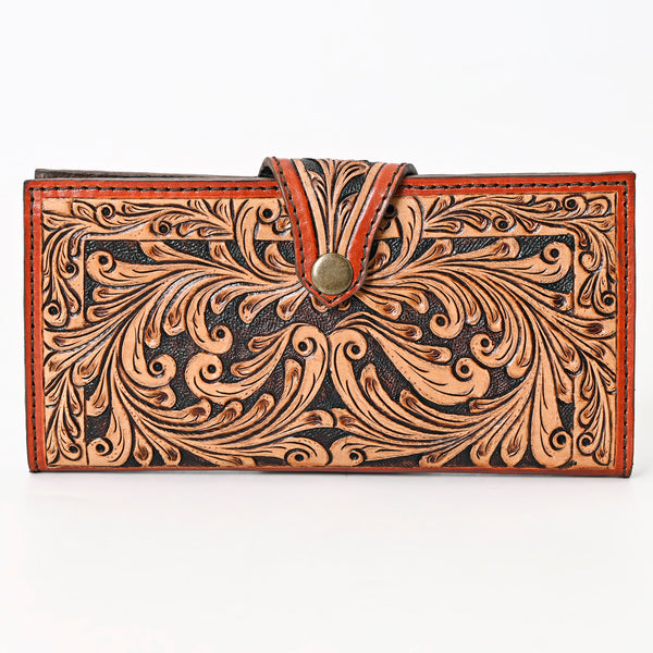 ADBGA409 American Darling Hand Tooled Floral Carved Genuine Leather Clutch