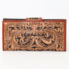 ADBGA409 American Darling Hand Tooled Floral Carved Genuine Leather Clutch