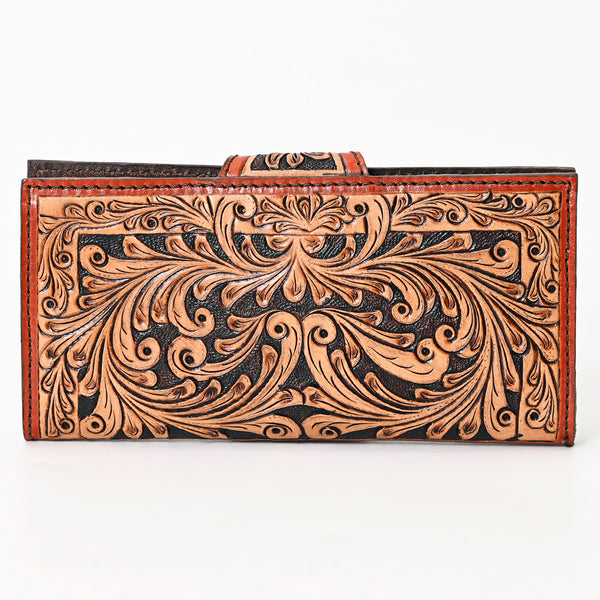ADBGA409 American Darling Hand Tooled Floral Carved Genuine Leather Clutch