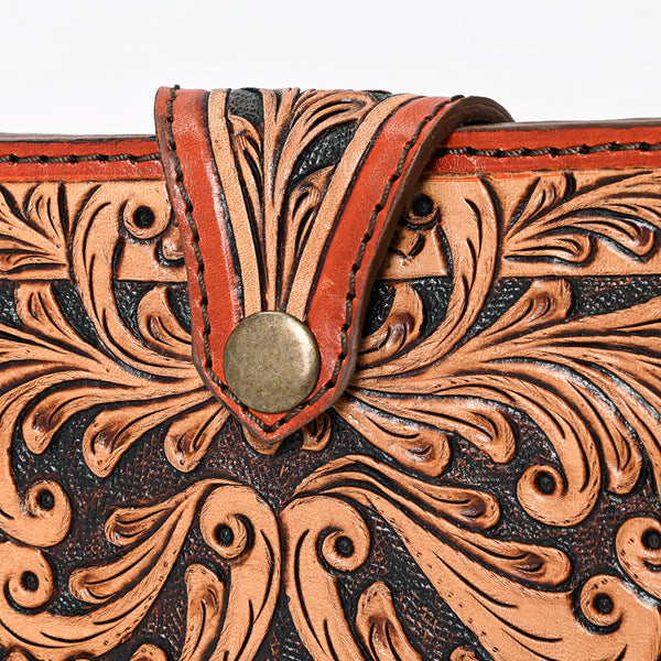 ADBGA409 American Darling Hand Tooled Floral Carved Genuine Leather Clutch