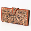 ADBGA409 American Darling Hand Tooled Floral Carved Genuine Leather Clutch