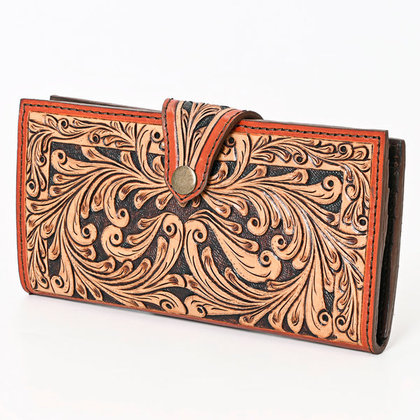ADBGA409 American Darling Hand Tooled Floral Carved Genuine Leather Clutch