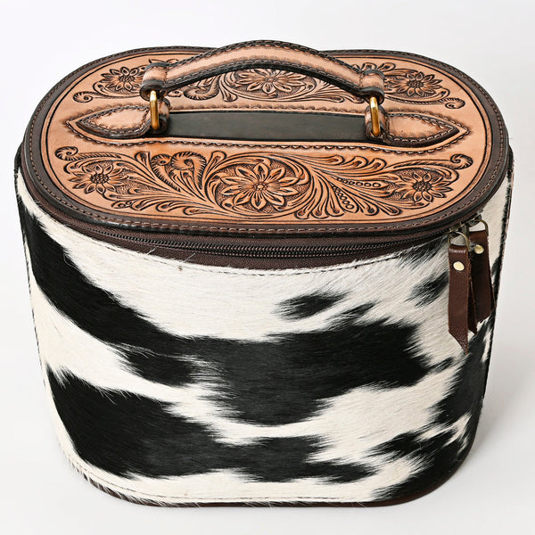 ADBGA411 American Darling Hair-On Hide Jewelry Case with Tooled Leather Top and Spacious Interior