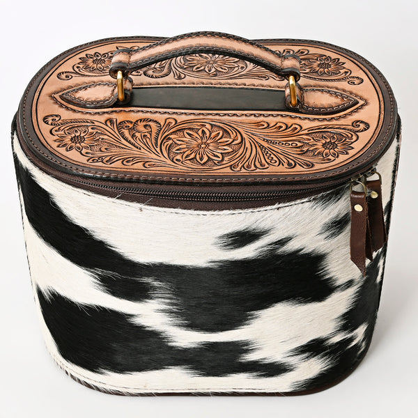 ADBGA411 American Darling Hair-On Hide Jewelry Case with Tooled Leather Top and Spacious Interior