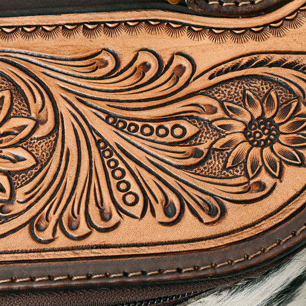 ADBGA411 American Darling Hair-On Hide Jewelry Case with Tooled Leather Top and Spacious Interior