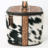ADBGA411 American Darling Hair-On Hide Jewelry Case with Tooled Leather Top and Spacious Interior