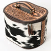 ADBGA411 American Darling Hair-On Hide Jewelry Case with Tooled Leather Top and Spacious Interior