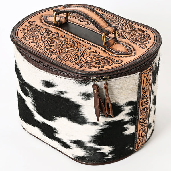 ADBGA411 American Darling Hair-On Hide Jewelry Case with Tooled Leather Top and Spacious Interior