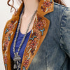 ADBZ029 Hand-Beaded Genuine Suede & Denim Western Blazer for Boho Style