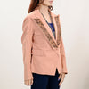 ADBZ037 Tailored Soft Peach Fabric Western Jacket with Genuine Leather Accents