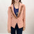 ADBZ037 Tailored Soft Peach Fabric Western Jacket with Genuine Leather Accents