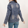 ADBZ045 Floral Carved Harness Leather Lapel Women's Denim Western Jacket