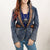 ADBZ045 Floral Carved Harness Leather Lapel Women's Denim Western Jacket
