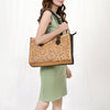 ADBGZ757 Tall Western Tote - Hand Tooled Leather Bag with Braided Handles