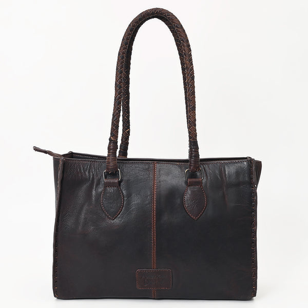 ADBGZ757 Tall Western Tote - Hand Tooled Leather Bag with Braided Handles