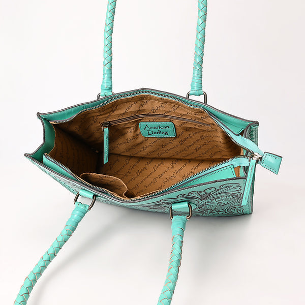 ADBGZ757 Tall Western Tote - Hand Tooled Leather Bag with Braided Handles