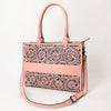 LC-ADBGZ762B Tote Hand Tooled Genuine Western Leather Women Bag