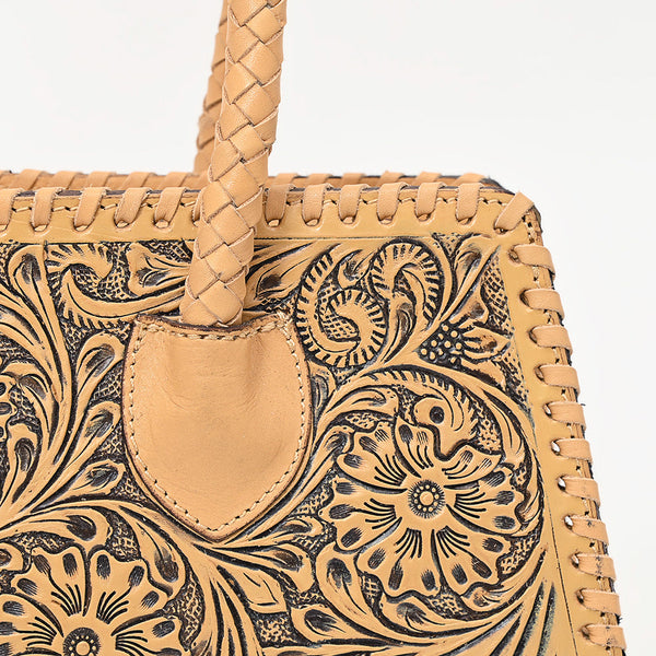 ADBGZ764 Trapezoid Western Satchel - Hand Tooled Leather Clutch Bag