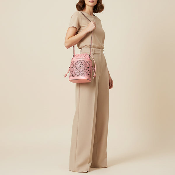 LC-ADBGZ765B Bucket Genuine Western Leather Women Bag