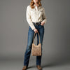 ADBGZ767 Natural Vertical Tote Bag - Hand Tooled Leather Western Purse