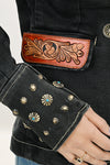 ADBZ048 Western Style Denim Blazer with Authentic Harness Leather Detailing