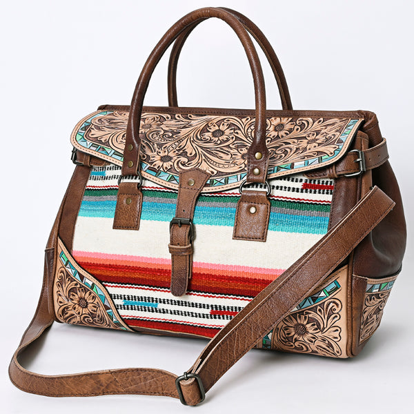 ADBG1191 American Darling Western Duffel Bag Hand Tooled Leather Saddle Blanket