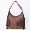 ADBG803 American Darling Hand Tooled Leather Hobo Bag with Hand Woven Saddle Blanket and Fringes
