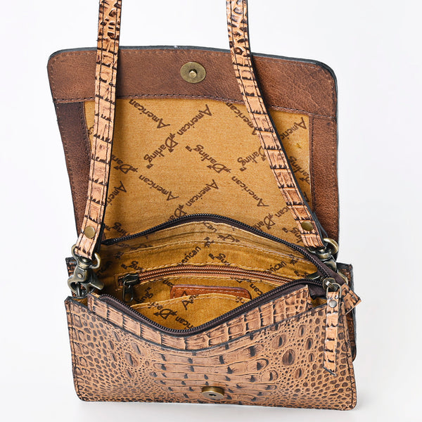 ADBG1193 American Darling Western Crossbody Bag Crocodile Embossed Genuine Leather